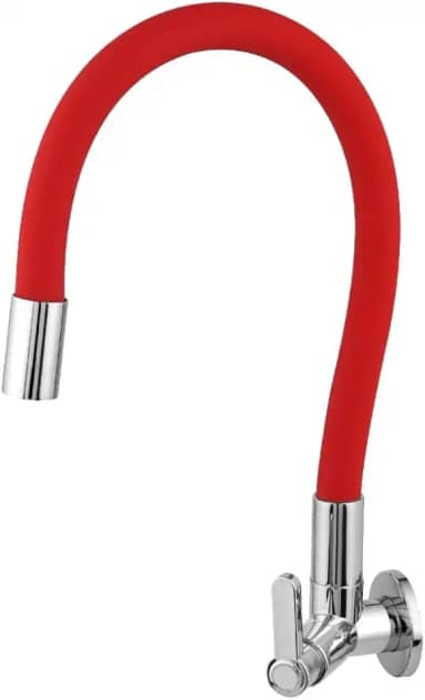 Torneira Gourmet Flexível Para Cozinha ABS 1/4 De Volta Vermelho Linha Color Parede