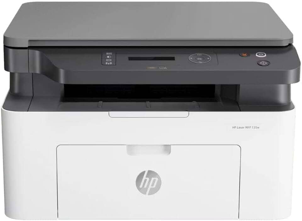 Impressora Multifuncional HP Laser MFP 135w 220v. Tecnologia de Impressão Laser Wi-Fi. Funções: Imprimir, Copiar, Digitalizar. Cor ‎Branca/Preta (4ZB83A#AC8)