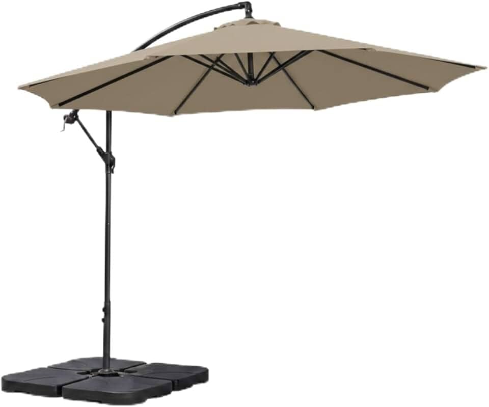 Kit Ombrelone Lateral Suspenso 3m Kauai + Base 60 Litros Quadrada Piscina Jardim