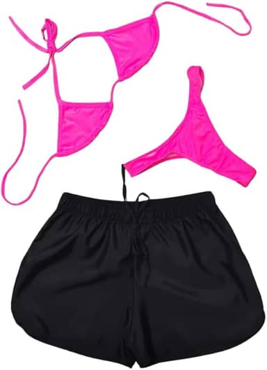 Biquini Conjunto Trikini 3 Peças Short Praia Moda Tendência