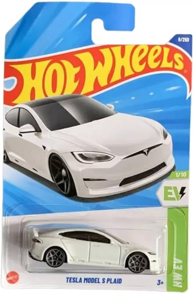 Carrinho Hot Wheels Tesla Model S Plaid [White], HW EV 1/10, 9/250, 1:64 Scale Diecast Car - HYX58