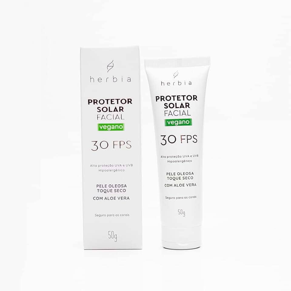 Herbia Protetor Solar Facial Pele Oleosa 30 Fps Natural E Vegano Branco
