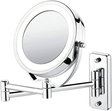Espelho Articulado Iluminação LED Ampliação 5x Casa Banheiro