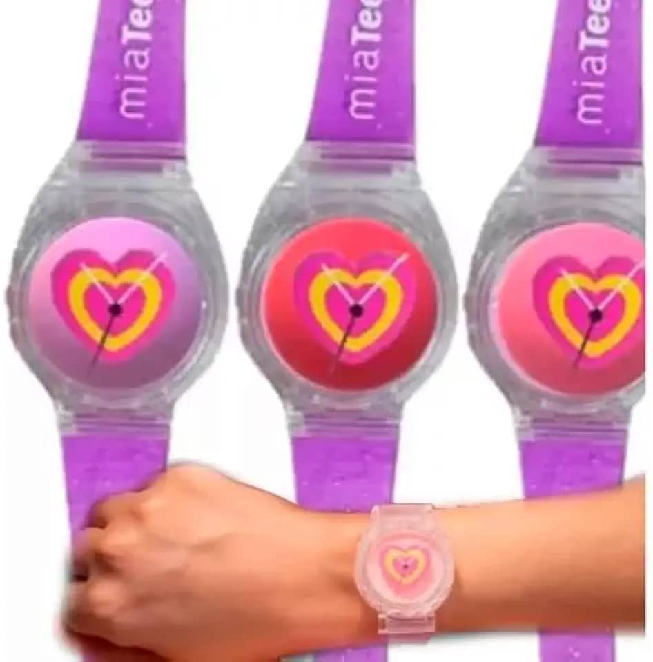 Balm Labial Hidratante com Brilho Mia Make Tic Tac Formato de Relógio Fofo Aroma Doce Cores Sortidas Gloss Infantil Feminino Cor 3