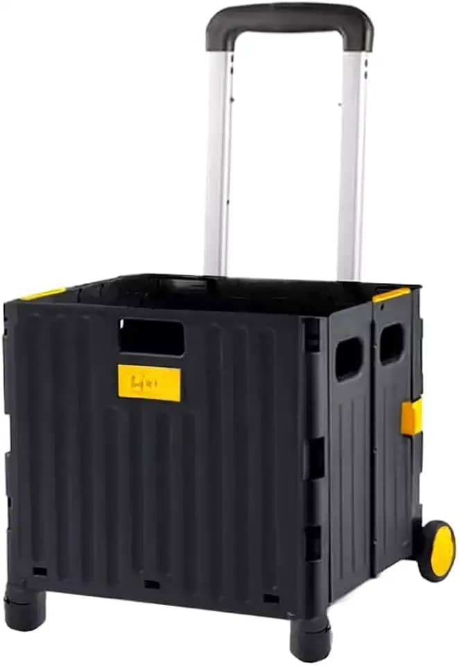 Carrinho de Compras Dobrável Reforçado até 50kg com Rodas – Multiuso, Portátil, Vira Maleta para Feira