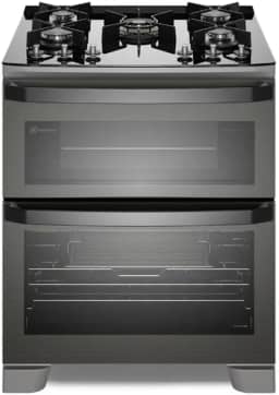 Fogão 5 bocas Electrolux Cinza Expert com Duplo Forno, Função Air fryer e Mesa de Vidro (FE5AD) 220V