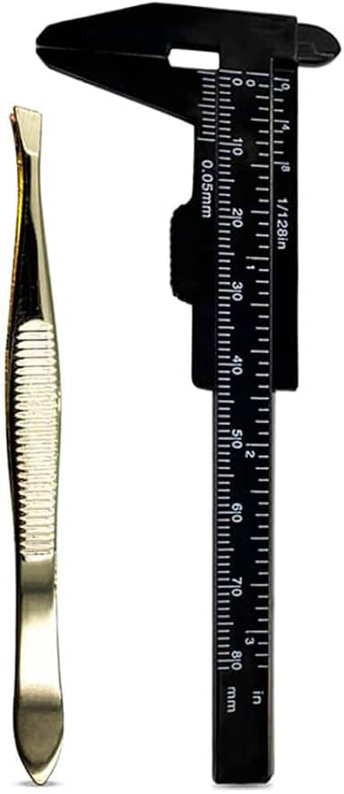 Kit Mini Paquímetro + Pinça Chanfrada Design De Sobrancelha