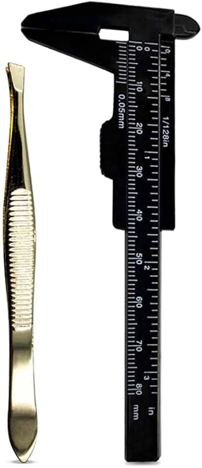 Kit Mini Paquímetro + Pinça Chanfrada Design De Sobrancelha