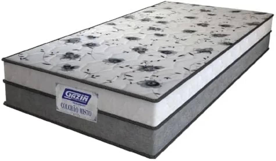 Colchão Solteiro Espuma D33 Fort 88x188x21cm Cinza/Branco Gazin - Suporta até 100kg por Pessoa