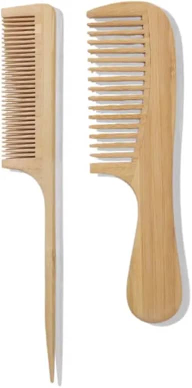 Pente de Madeira Bambu Anti-Estático Cabelo e Barba Profissional(Pente Fino)
