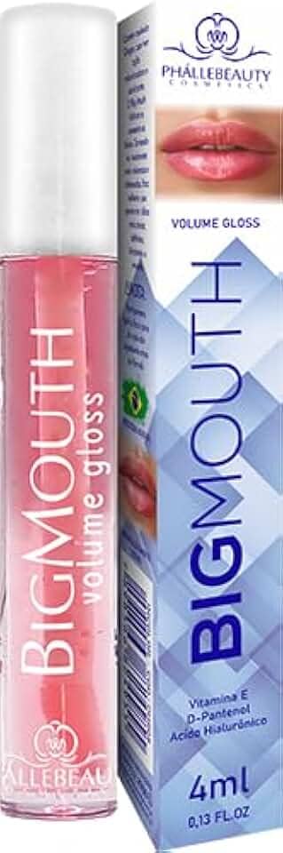 Gloss Labial Volumizador Big Mouth Cor Rosa 4ml com Ácido Hialurônico Vitamina E Brilho Intenso Efeito Bocão