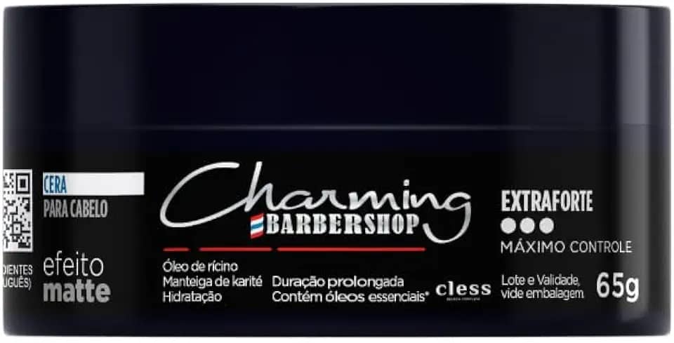 Gel Modelador Efeito Matte Extra Forte Charming Barbershop para Cabelos Masculinos, Estilo Duradouro, Fixação Máxima, Acabamento Natural, Ideal para Todos os Tipos de Cabelo