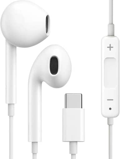 Fones De Ouvido Com Fio Tipo C Microfone Integrado Compativel iPhone 15 15 Pro 15 Pro Max 16 16 Pro Max Android Estéreo Qualidade Premium