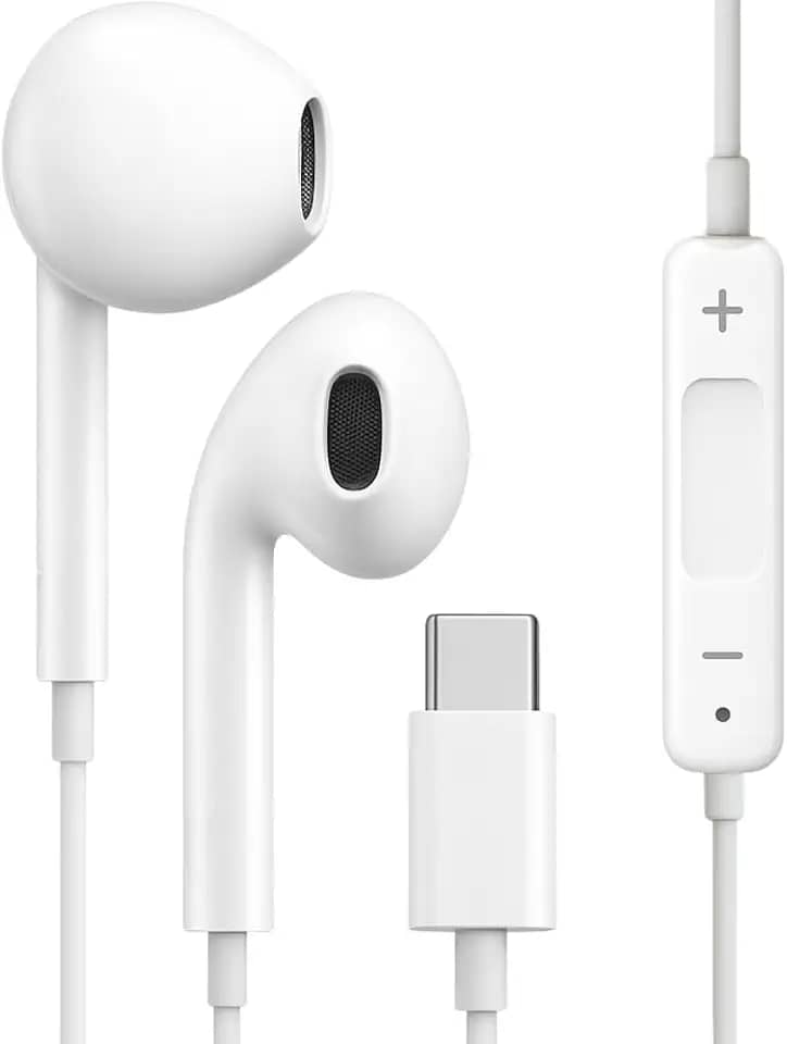 Fones De Ouvido Com Fio Tipo C Microfone Integrado Compativel iPhone 15 15 Pro 15 Pro Max 16 16 Pro Max Android Estéreo Qualidade Premium