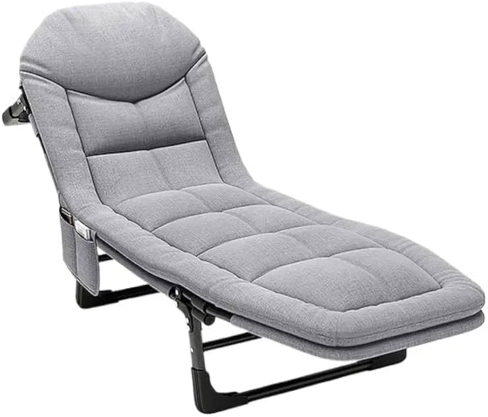 Cadeira Espreguiçadeira Aço 200kg, Reclinável com Almofada para Piscina, Praia e Jardim