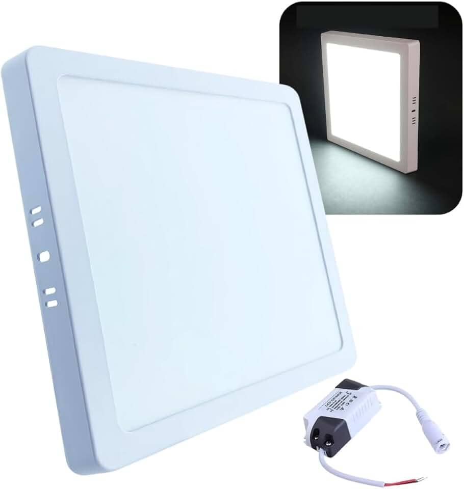 Painel Plafon LED de Sobrepor 18W Quadrado 22x22cm Slim, 6500K, Estrutura Metálica – Luz Branca Fria Premium