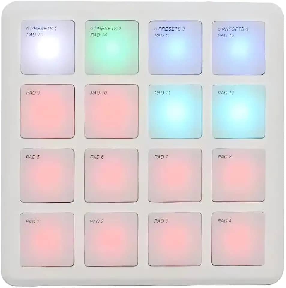 M-VAVE VEDO Instrumentos musicais e brinquedos，Controlador MIDI Portátil SMC-PAD POCKET com 16 Pads RGB Sensíveis à Velocidade e Aftertouch, Conexão USB-C Wireless Compatível Windows/Mac/iOS/Android