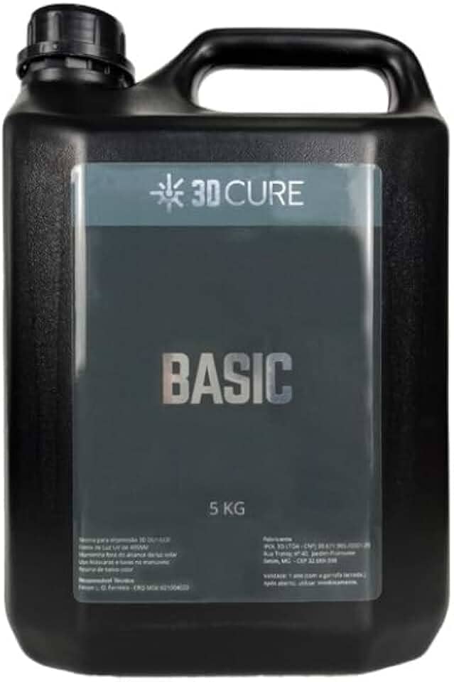 Resina 3D Cure Basic - 5kg Para impressão 3D, fácil impressão, maior reatividade, alta pigmentação, impressões gerais e baixo odor (Cinza Claro)