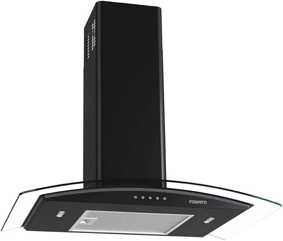 Coifa de Parede Vidro Curvo, Fogatti 70cm, 220V Teclado Mecânico Black