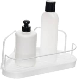 Suporte Organizador de Canto para Porta Shampoo Wave, Metaltru, Branco com Branco