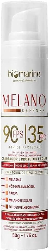 Melano Defense Clareador e Protetor Facial Fps90 Biomarine
