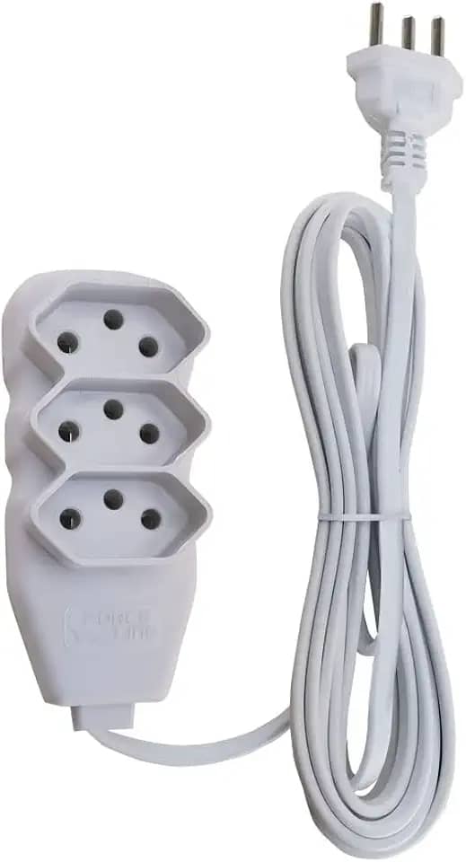 Force Line - Extensão Slim 3 Tomadas Tripolar Bivolt 3 Metros Branco