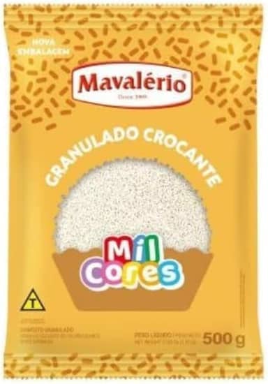 Confeito Granulado Crocante Branco Mil Cores, 500g, Mavalério, Ideal para Decorar a Sua Receita.