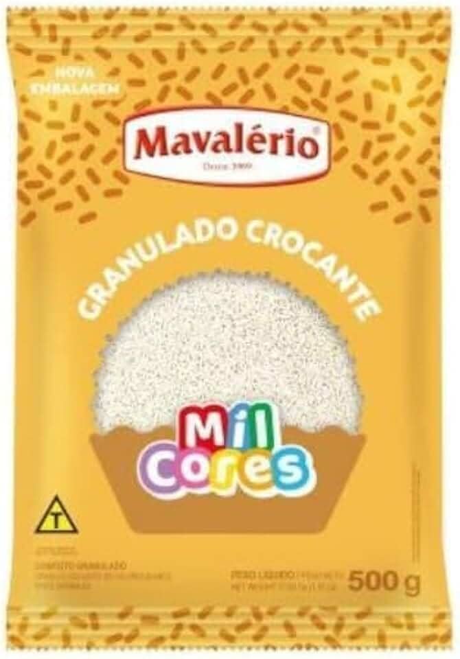 Confeito Granulado Crocante Branco Mil Cores, 500g, Mavalério, Ideal para Decorar a Sua Receita.