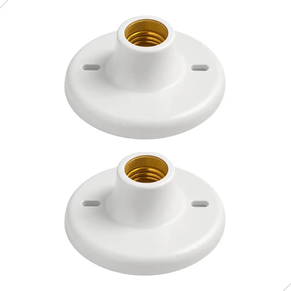 Plafon de Teto PVC com Soquete Porcelana E27 tipo Plafonier Branco para Lâmpada Bivolt (2)