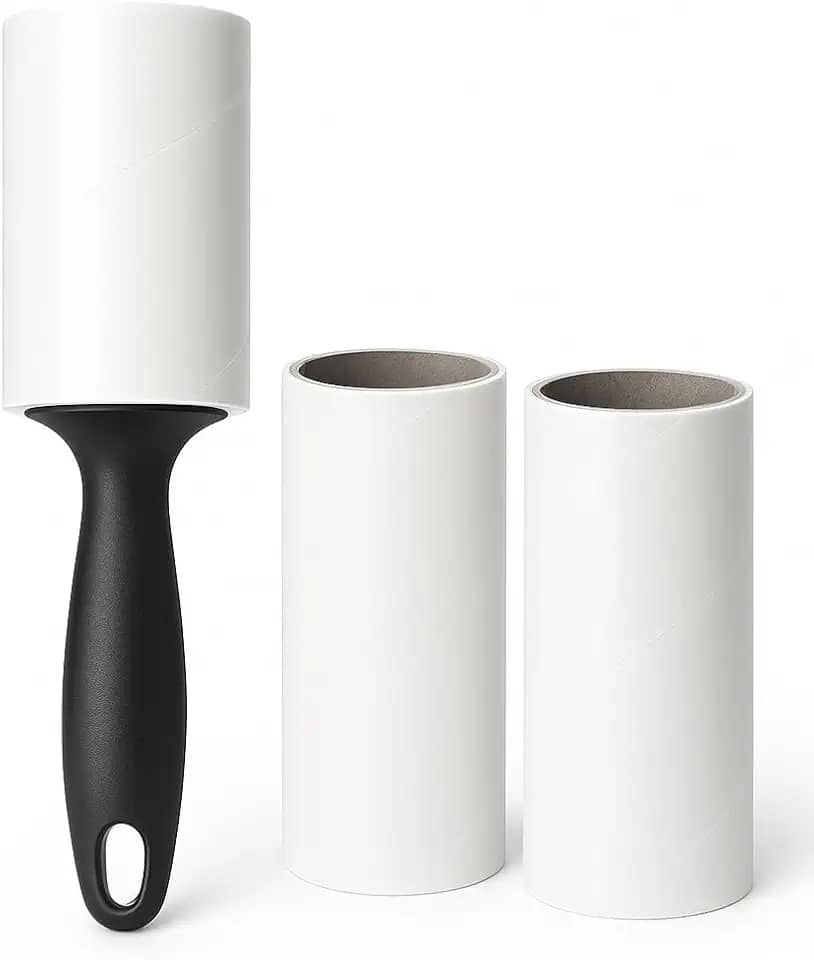 Tira Pelos Rolo Adesivo 3 em 1 – (2 Refis) – Remove Pelos de Roupas, Sofás e Carros – Alta Aderência, Cabo Resistente, Ideal para Remoção de Pêlos de Gato e Cachorros