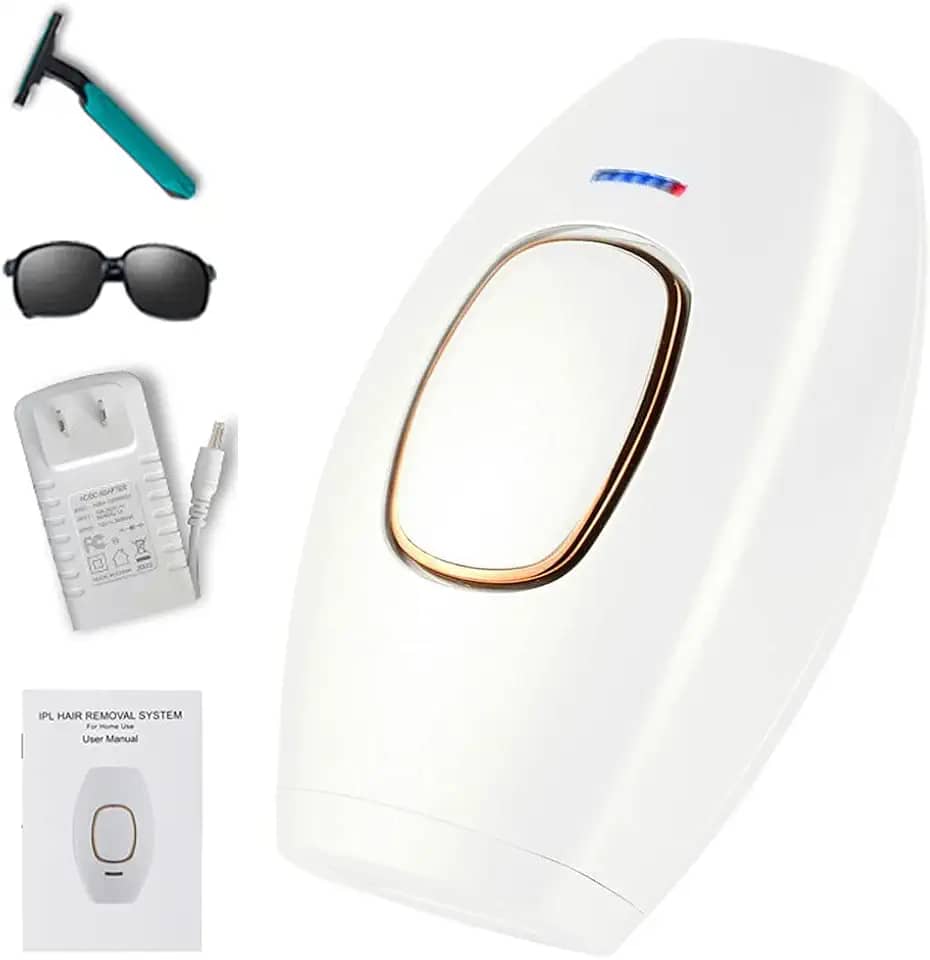 HVEST Casa depiladora a laser profissional IPL indolor Biquíni depiladora facial a laser feminina aparador de cabelo permanente (Branco)