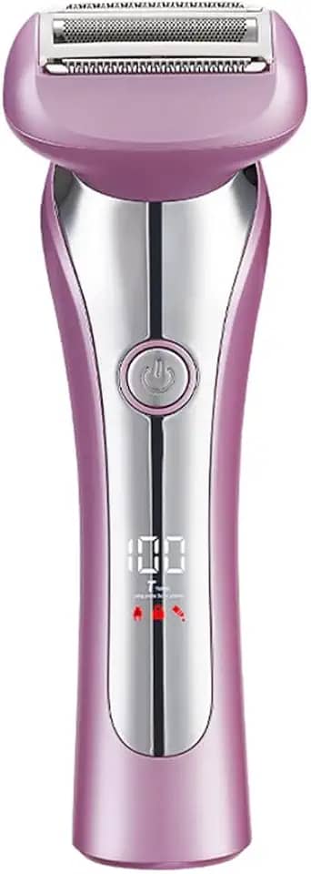 Depilador Eletrico Feminino, Barbeador elétrico suave e sedoso para mulheres, 3 lâminas sem fio lâmina e aparador de biquíni para uso molhado ou seco, rosa