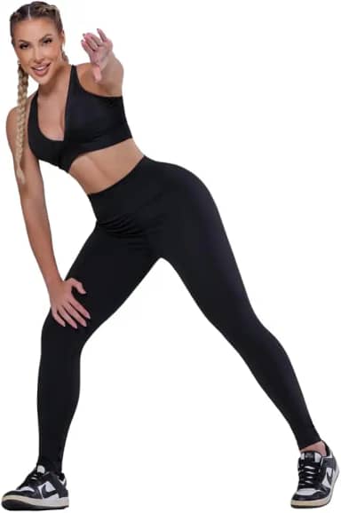 Conjunto Fitness Basic Feminino Academia PRETO BRAZILIAN FITNESS AQN
