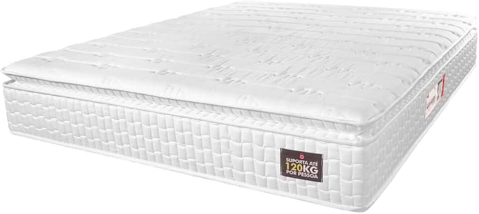 Colchão Casal Queen Espuma D33 Pillow Top Van Gogh Marrom Hellen - Suporta Até 120 Kg Por Pessoa (BRANCO)