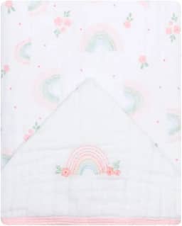 Toalha De Banho Papi Soft C/Capuz Bord 90Cm X 75Cm Contem, 1 un, Arco de Flores, Rosa