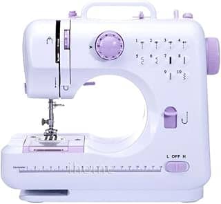 Mini Máquina de Costura Portátil Pequena Bivolt com 12 Pontos Ajustáveis Luz LED, Cortador de Linha Enrolador de Bobina e Controle de Velocidade Reparos e Costura Criativa em Tecidos Leves e Médios