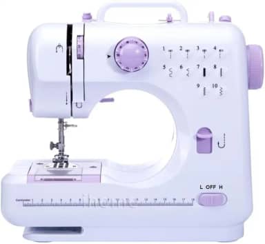 Mini Máquina de Costura Portátil Pequena Bivolt com 12 Pontos Ajustáveis Luz LED, Cortador de Linha Enrolador de Bobina e Controle de Velocidade Reparos e Costura Criativa em Tecidos Leves e Médios