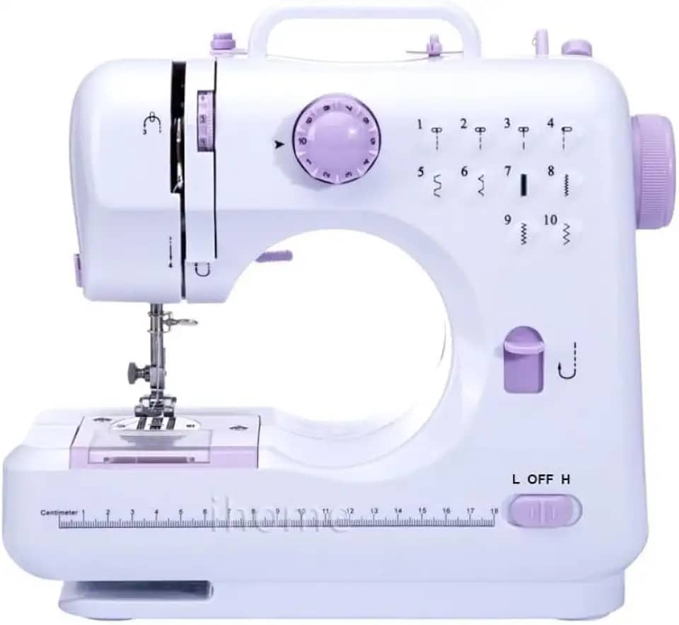 Mini Máquina de Costura Portátil Pequena Bivolt com 12 Pontos Ajustáveis Luz LED, Cortador de Linha Enrolador de Bobina e Controle de Velocidade Reparos e Costura Criativa em Tecidos Leves e Médios