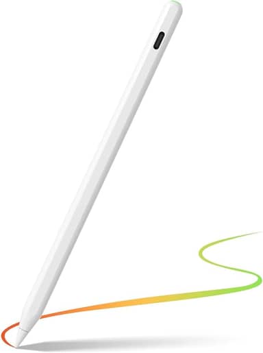 Caneta Pencil Para Apple iPad Sensível à Inclinação, Rejeição de Palma da mão e Display de Bateria acompanha, for iPad 10/9/8/7/6th Gen, Air 11"-13"/M2/5/4/3rd, Pro 11"/12.9"/13"/M4, Mini 6/5th