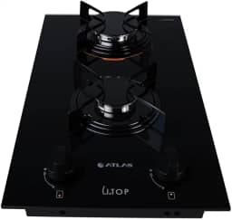 Cooktop 2 Bocas Preto Mesa de Vidro Atlas U Top Bivolt