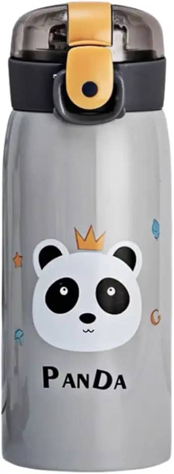 Garrafa Térmica Garrafinha Térmica Infantil Inox Canudo Trava 350 ml - Desenho Panda - TYDA