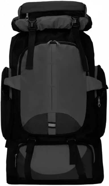 Mochila para Camping Impermeável 70L, Preta, Poliéster Resistente, com Múltiplos Compartimentos, Alças Ajustáveis Acolchoadas, Sistema de Ventilação, 80x35x20 cm