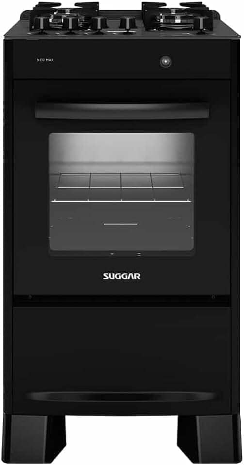 SUGGAR FOGÃO NEO MAX PRETO MESA DE VIDRO 4 BOCAS ACENDIMENTO AUTOMÁTICO FGV403PT