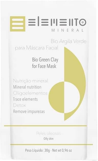 Elemento Mineral Máscara Facial Bio Argila Verde 30g Para Pele Oleosa Limpeza Detox e Serenidade