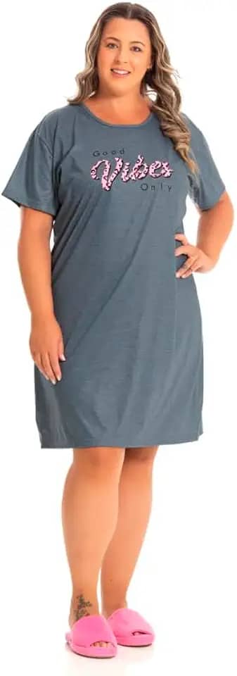 Camisola Feminina Manga Curta Verão Confortável Veste 46 a 58