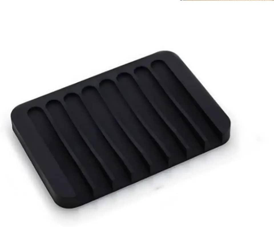 Saboneteira de banheiro preta de silicone para chuveiro suporte de sabão antiderrapante autodrenante para manter as barras de sabão limpas a seco, prolongar a vida útil, adequado para banheiro e