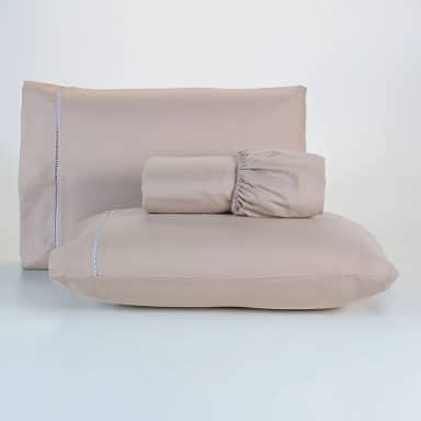 Jogo De Lençol 400 Fios Percal Poliéster Liso Toque Macio com Elástico Diversos Tamanho Solteiro Casal Queen King Size (Casal, Caqui)