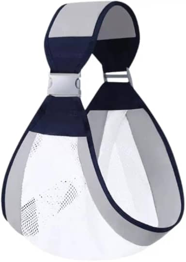 Sling Canguru Carrega Bebê Compacto Leve Ajustável Ergonômico (Cinza com Azul)