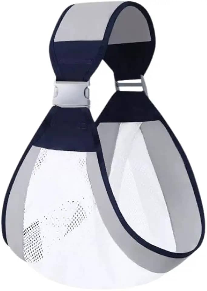 Sling Canguru Carrega Bebê Compacto Leve Ajustável Ergonômico (Cinza com Azul)