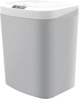 Lixeira Automatica com Sensor, Lixeira Inteligente com Sensor Infravermelho, Lixeira sem Contato para Sala de Estar, Cozinha, Banheiro, Escritório, Quarto, Locais Comerciais, 16L, Cinza com Branco